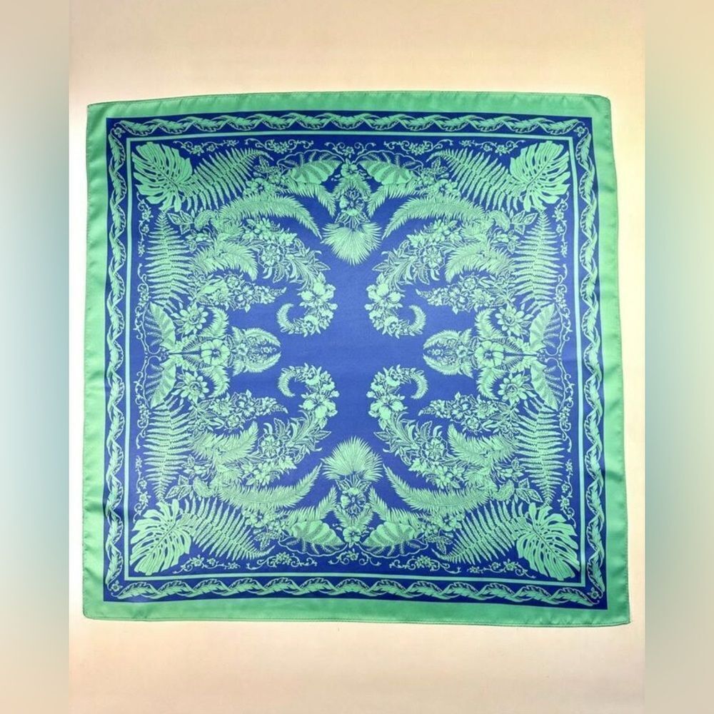 Blue and Green Patterned Scarf G39